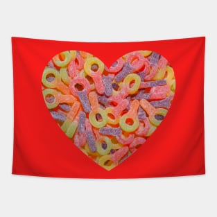 Sour Keys Candy Photo Heart Tapestry