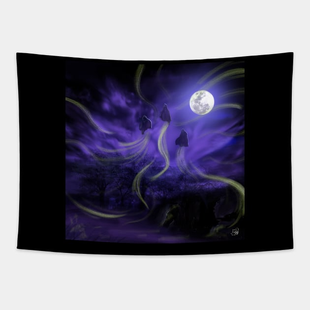 Hocus Pocus Halloween Tapestry by hollydoesart