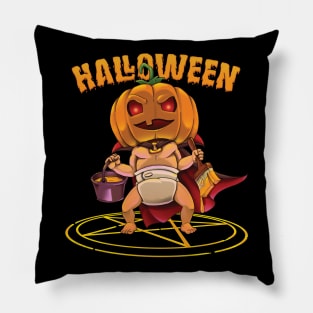 Halloween pumpkin head kid Pillow