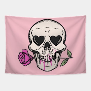 skeleton valentine, skull heart Tapestry