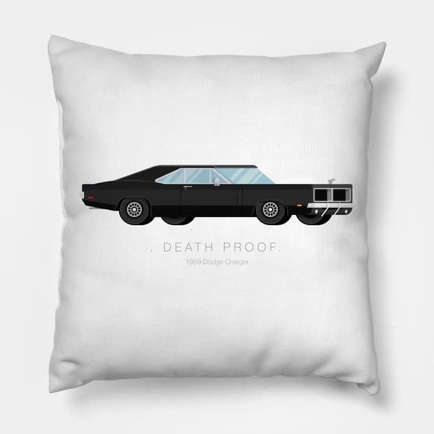 Death Proof - Famous Cars Pillow by Fred Birchal