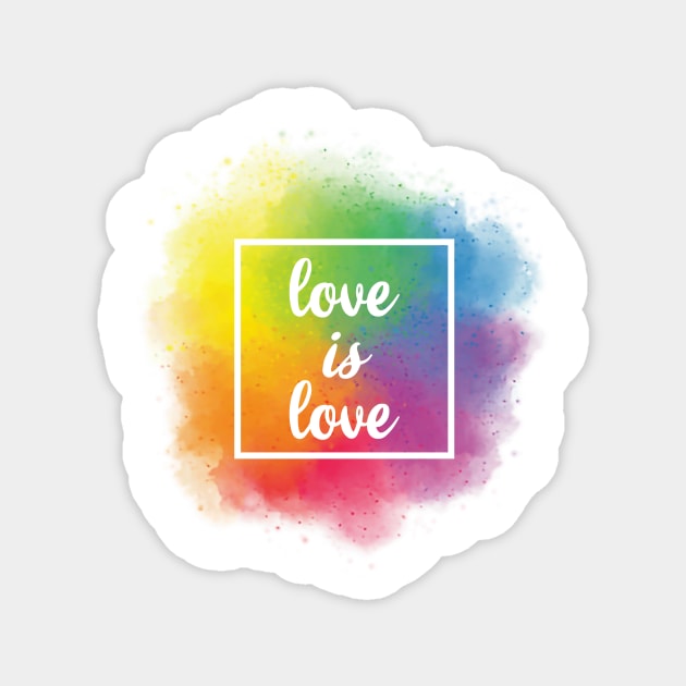 love is love rainbow brush Magnet by Typography Dose