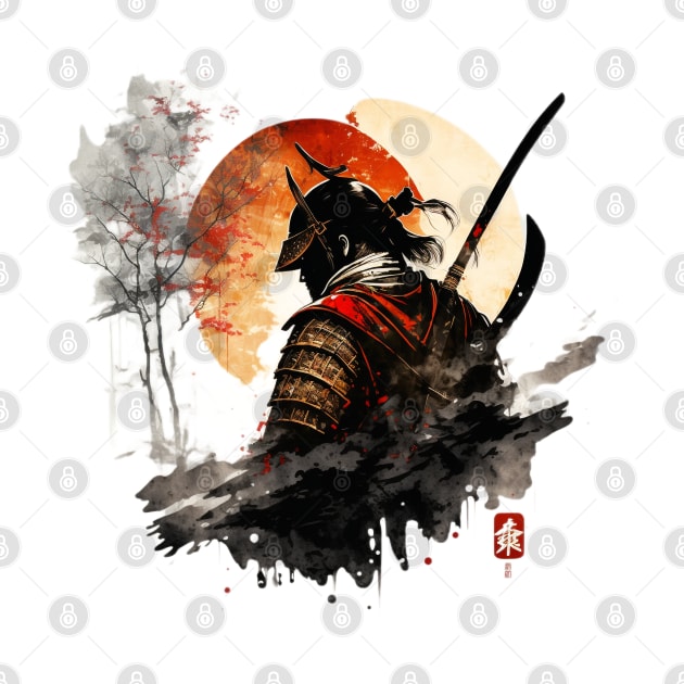 Japanese samurai ink drawings by ai1art