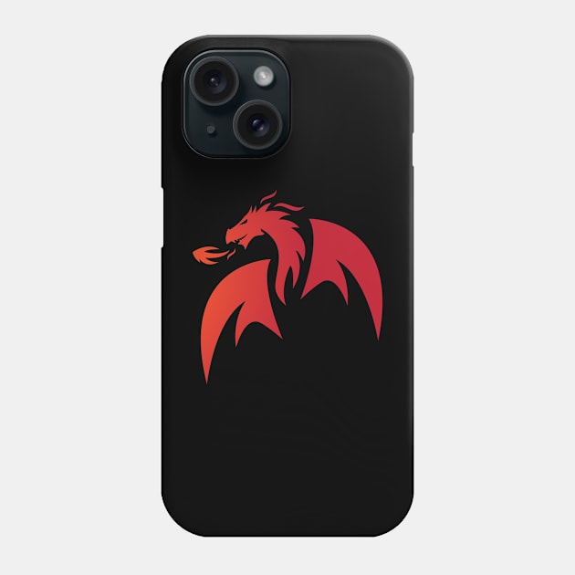 Dragon Head Silhouette Red Gradient Color Phone Case by Pastel Potato Shop