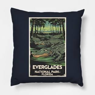 A Vintage Travel Art of the Everglades National Park - Florida - US Pillow