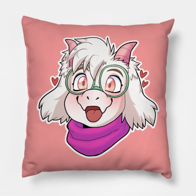 White cute goat character Pillow by Grethe_B