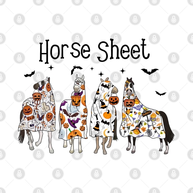 Horse Sheet Horse Ghost Halloween Funny Saying Men Women by Rene	Malitzki1a