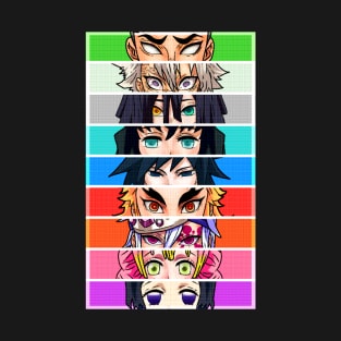 The nine Hashira + Retro Style |kimetsu no yaiba| T-Shirt