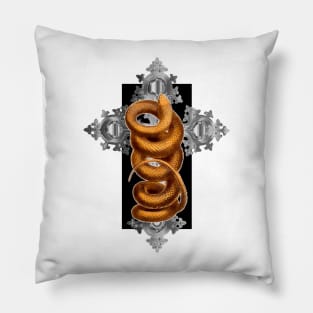 Snake and cross Pillow