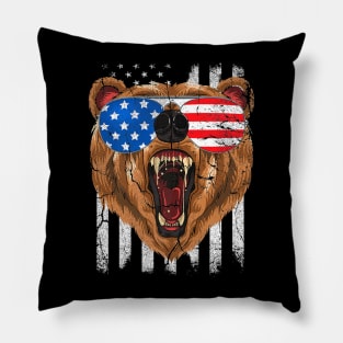 4th Of July Bear American Flag Usa Men Kids Boys Pillow