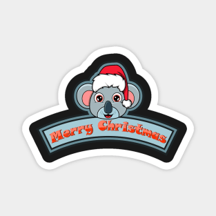 Sticker and Label Of  Koala Character Design and Merry Christmas Text. Magnet