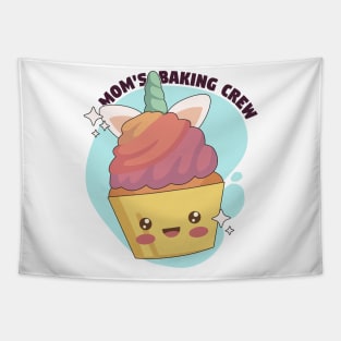 Mom's Baking Crew - Kawaii Unicorn Cupcake Tapestry