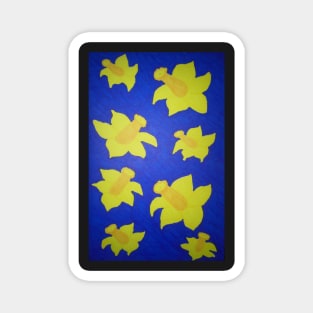 Pop Art Daffodils in Blue Magnet