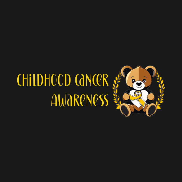 Childhood cancer awareness golden teddy bear by Edgi