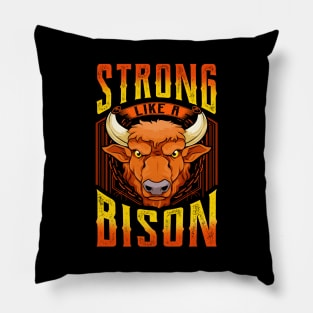 Fierce Strong Like A Bison Wild Animal Strength Pillow