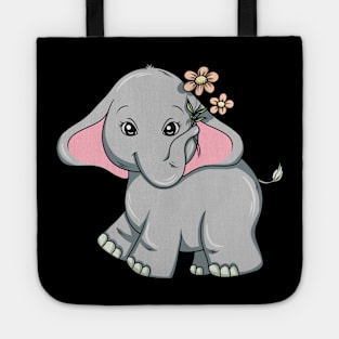 Little elephant with beautiful flowers Tote