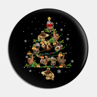 Cute Sloth Christmas Tree Xmas Gift Pin