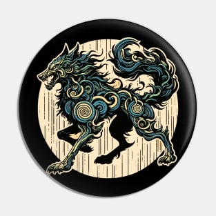 Wolf ghost abstraction Pin