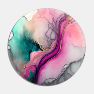 Pink Hydra - Abstract Alcohol Ink Resin Art Pin