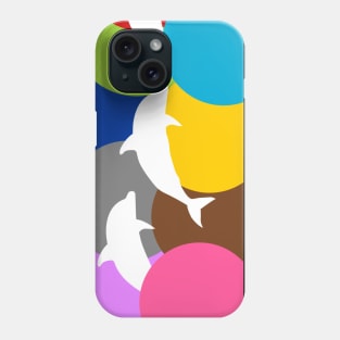 Colorful  bubble dolphin mural Phone Case