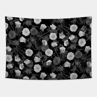 Black and White Roses Tapestry