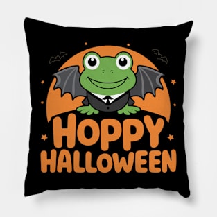 Hoppy Halloween | Batwing Frog Spooky Season Pillow