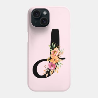 Letter J With Watercolor Floral Wreath Phone Case