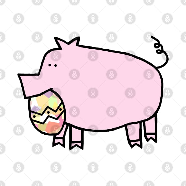 Pink Pig Holding Easter Egg by ellenhenryart