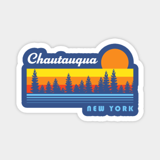 Chautauqua Lake New York NY Retro Sunset Fishing Magnet