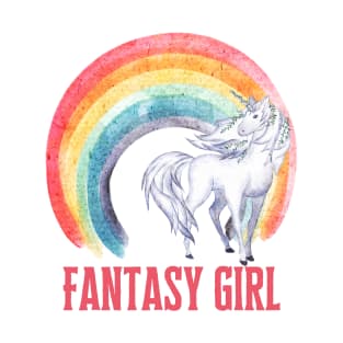 Unicorn Gift Fantasy Girl Rainbow Design Mythology Flirty Shirt T-Shirt