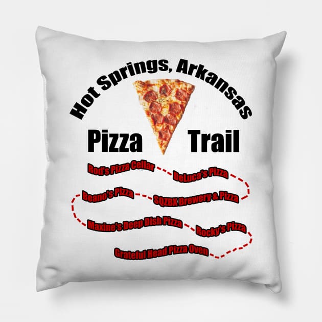 Hot Springs, Arkansas Pizza Trail Pillow by HotSpringsTips