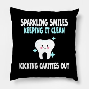 Smiles Keeping It Clean Kicking Cavities Out Pillow