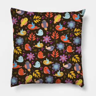 Cute Beautiful Colorful Birds Pattern Artwork Pillow