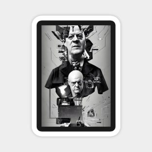 Black and White Cyberpunk Aleister Crowley The Great Beast of Thelema painted in a Surrealist and Impressionist style Magnet