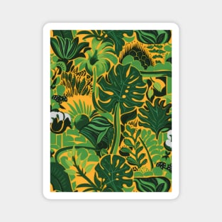 Green retro plant pattern Magnet