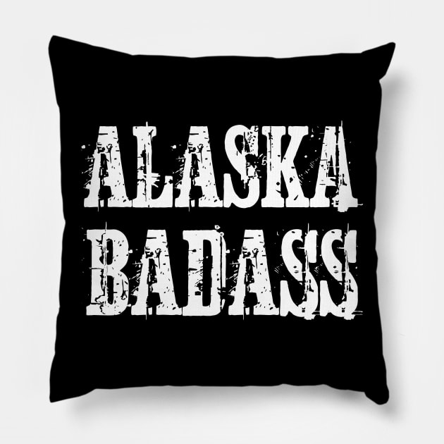 Alaska Badass Vintage Distressed T-Shirt Pillow by jutulen