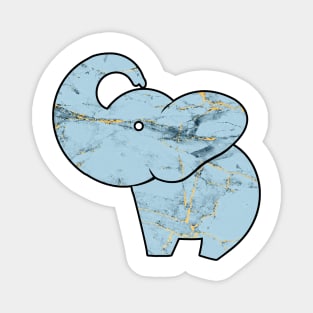 Cute elephant, abstract marble, fluid art, stone blue and golden Magnet