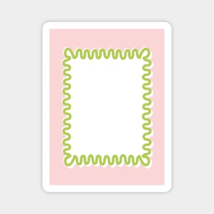 Wavy Lines - White Pink Green Magnet