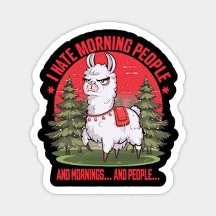 Funny I Hate Morning People Angry Llama Design Magnet