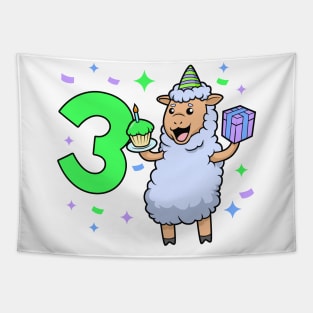 I am 3 with sheep - girl birthday 3 years old Tapestry