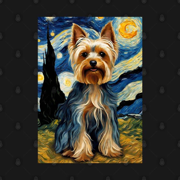 Yorkshire Terrier Yorkie Dog Breed in a Van Gogh Starry Night Art Style by Art-Jiyuu