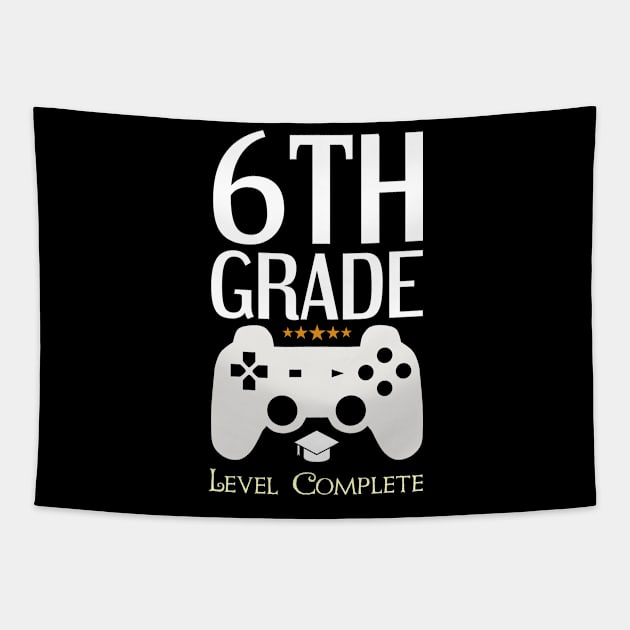 6th Grade Level Complete Video Gamer Birthday Gift Tapestry by Tesszero