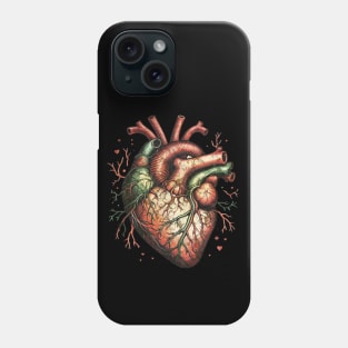 Human heart, Vintage anatomy style, human heart, anatomy art, student, doctor, medical Phone Case