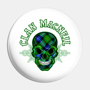 Scottish Clan MacNeil Tartan Celtic Skull Pin
