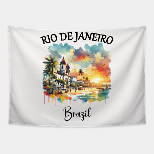 2024 Rio De Janeiro - Brazil Water Color Art Tapestry by Sambastyles