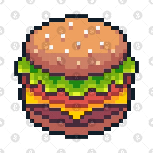 Pixel Art Hamburger Retro Gaming by RetroGeek