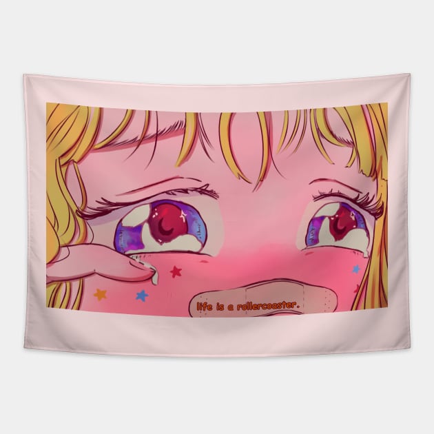 crying anime girl Tapestry by Vicinart