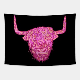 Highland Cow In The Pink Tapestry