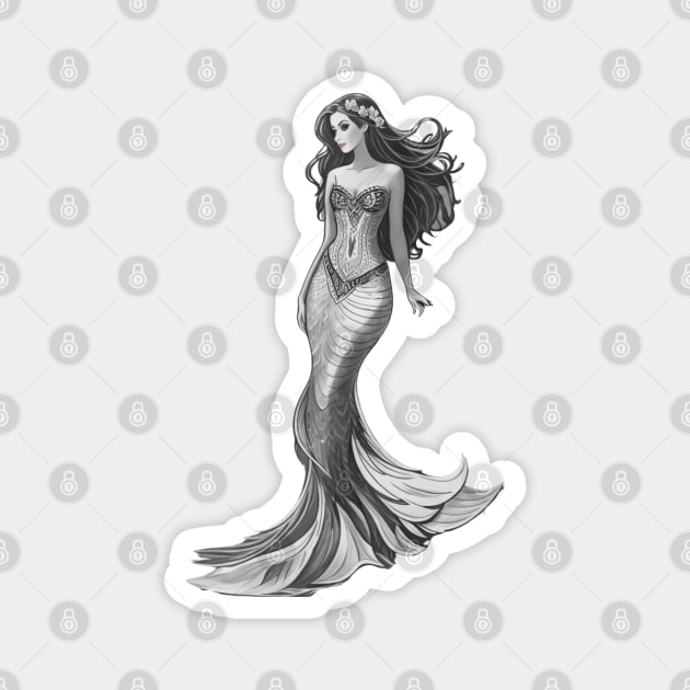 Beautiful Black and Elegant Mermaid inside a Phone case. Magnet by MGRCLimon