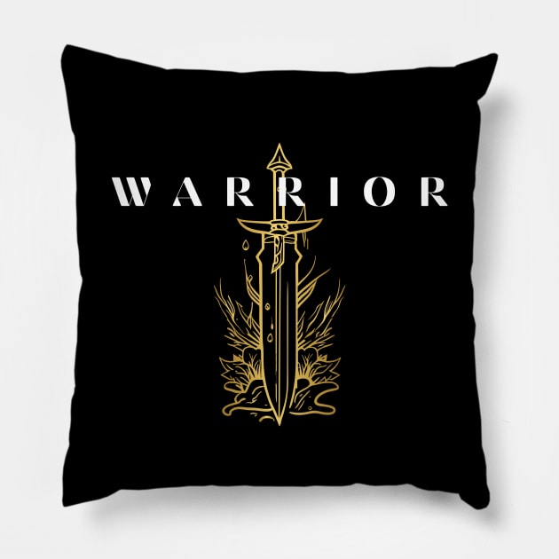 The Warrior's Golden Sword Pillow by MyUniqueTee